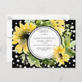 Baby shower van zwarte en witte poka met ondergron uitnodiging briefkaart (Voorkant / Achterkant)