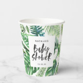 baby shower van zwarte en witte tropische bladeren papieren bekers (Achterkant)