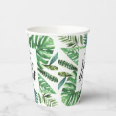 baby shower van zwarte en witte tropische bladeren papieren bekers (Links)