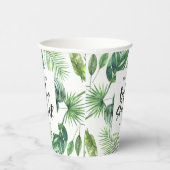 baby shower van zwarte en witte tropische bladeren papieren bekers (Rechts)