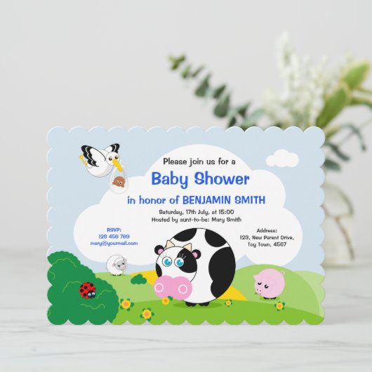 Baby shower van zwarte jongen: Kute zwarte en witt Kaart (Staand voorkant)