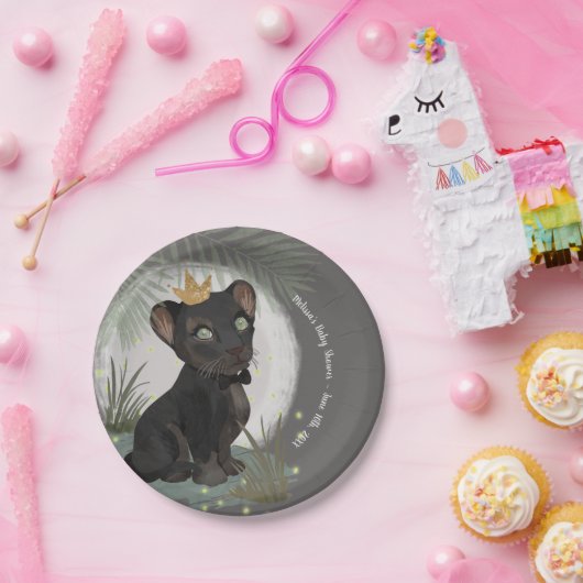 Baby shower van zwarte Panther Prince Papieren Bordje (Feest)