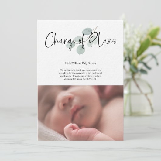 baby shower Verandering van plannen Facebook Kaart (Staand voorkant)