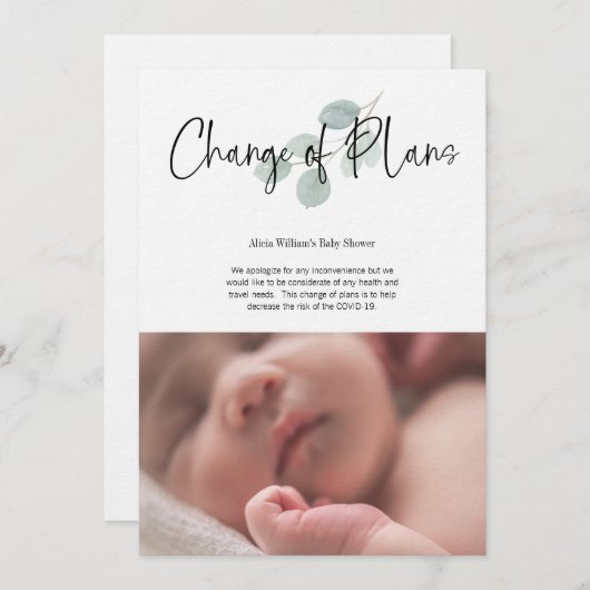 baby shower Verandering van plannen Facebook Kaart (Voorkant / Achterkant)