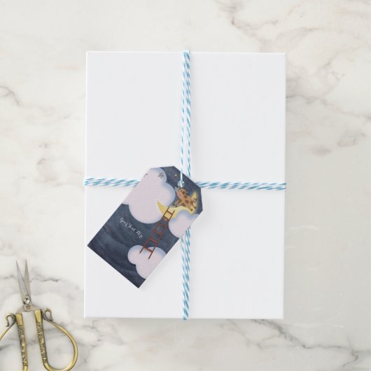 Baby shower verhalenboek kinderkamer rijm aangepas cadeaulabel (Met Touw)