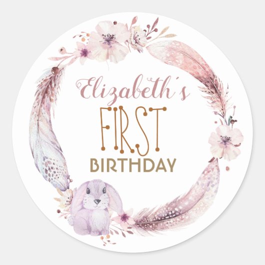 Baby Shower | Verjaardag | Little Bunny Ronde Sticker (Voorkant)