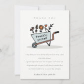 Baby shower vers geïmpliceerd blauw karton bedankkaart (Voorkant)