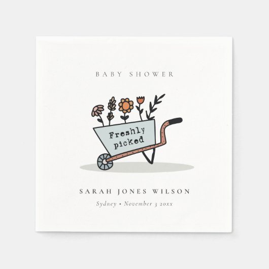 Baby shower vers geïmpliceerd blauw karton servet (Voorkant)