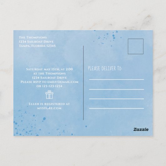 Baby shower verscheept hoy Het is een padgipscadea Briefkaart (Achterkant)