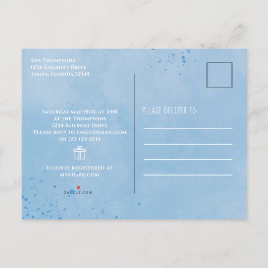 Baby shower verscheept hoy Het is een padgipscadea Uitnodiging Briefkaart (Achterkant)