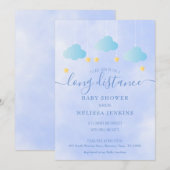 Baby Shower Verzending Op Afstand Jongen Blauw Kaart (Voorkant / Achterkant)