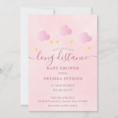 Baby Shower Verzending Op Afstand Meisje Roze Kaart (Voorkant)