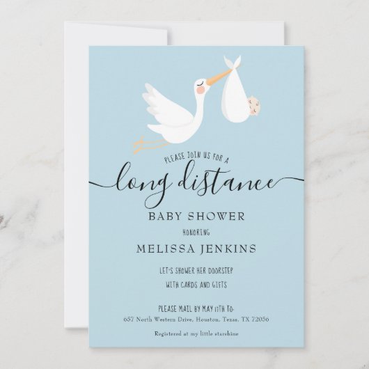 Baby Shower Verzendingsset voor Lange Afstand Kaart (Voorkant)