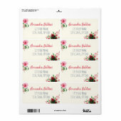 Baby shower Verzendlabels Floral Pink Etiket (Full Sheet)