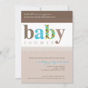 BABY SHOWER VERZOEKT : baby, gevarieerde letters 1 Kaart