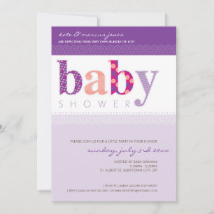 BABY SHOWER VERZOEKT : baby, letters 2P Kaart