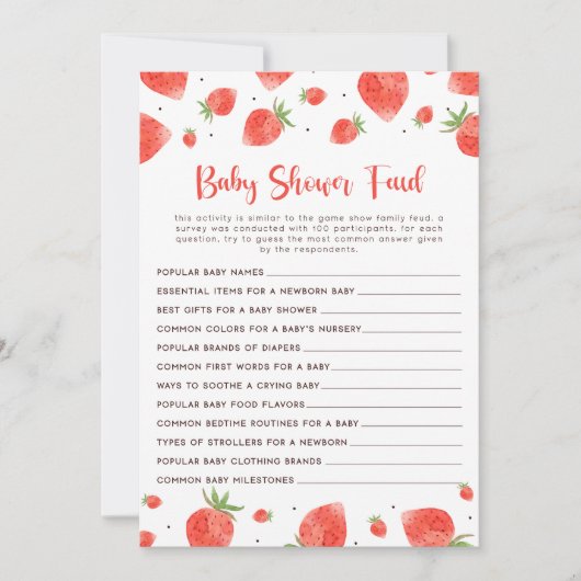 Baby shower vete spel, Berry Sweet Baby shower Kaart (Voorkant)