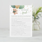 Baby shower vete spel Teddy Bear Kaart (Staand voorkant)