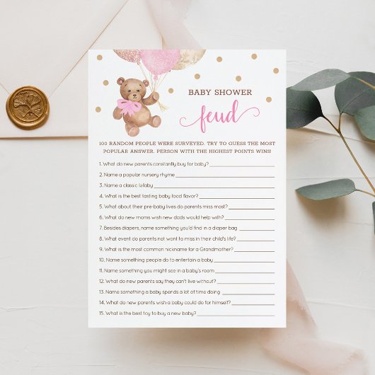 Baby shower vete spel Teddy Bear Kaart