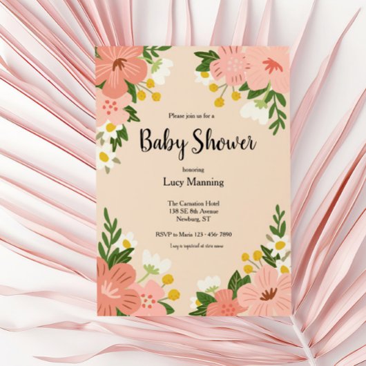 Baby shower Vetroze bloemen Kaart