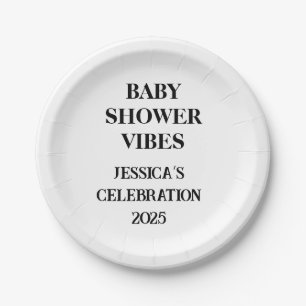 Baby shower Vibes Aangepaste Borden – Minimale vet Papieren Bordje