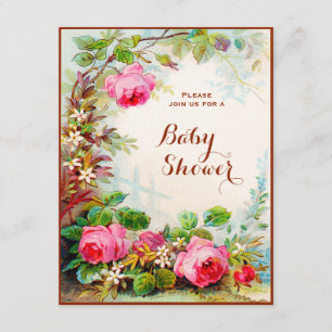 Baby shower Victoriaans Roos Cottage Garden Kaart