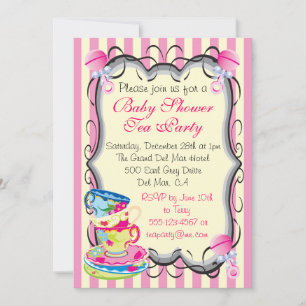 Baby shower Victoriaans Tea Party Uitnodiging