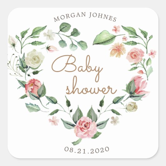 baby shower vierkante sticker (Voorkant)