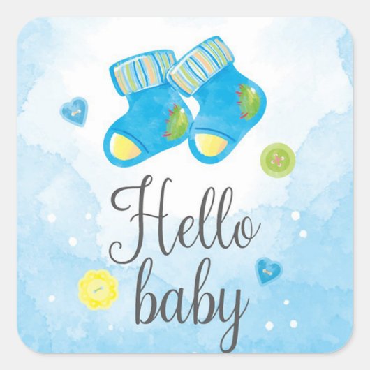 Baby shower-vierkante sticker (Voorkant)