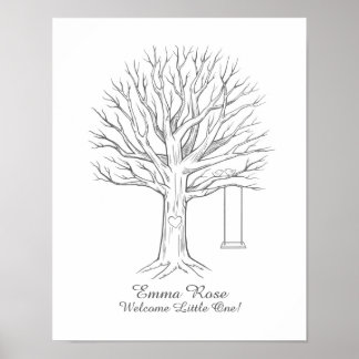 Baby Shower Vingerafdruk Boom Gastboek Poster