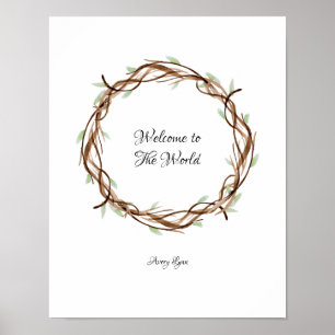 Baby shower Vingerprint Wreath, Welkom Poster