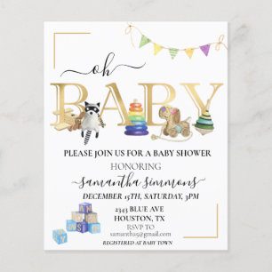 Baby Shower Vintage Houten Speelgoed Goud 