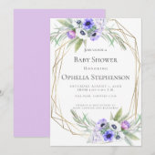 BABY SHOWER | Violet Anemone Floral Kaart (Voorkant / Achterkant)