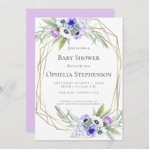 BABY SHOWER   Violet Anemone Floral Kaart