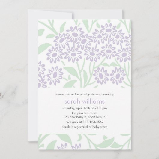 Baby shower Violet en Green Floral Damask Kaart (Voorkant)