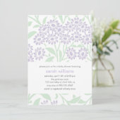 Baby shower Violet en Green Floral Damask Kaart (Staand voorkant)