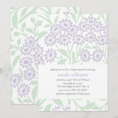 Baby shower Violet en Green Floral Damask Kaart (Voorkant / Achterkant)