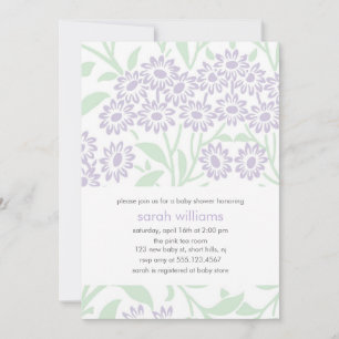 Baby shower Violet en Green Floral Damask Kaart