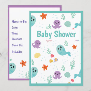 Baby shower vis Octopus Whales Ocean Kaart