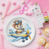 Baby shower vliegende teddybeer papieren bordje (Feest)