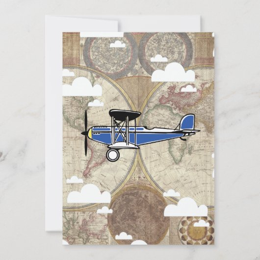 Baby shower vliegtuig en Wereldkaart Kaart (Achterkant)
