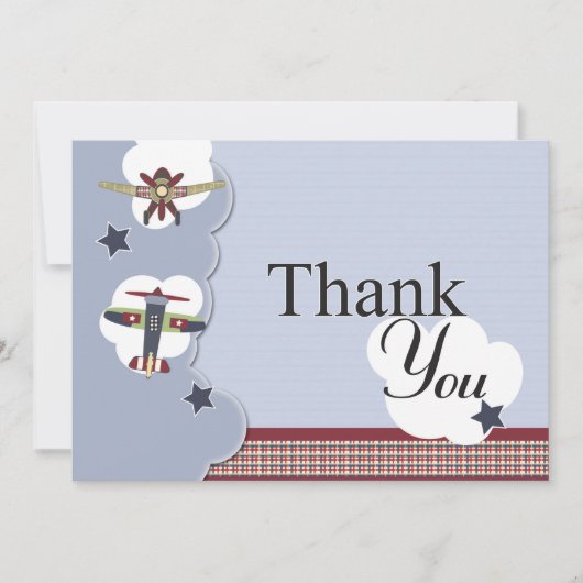 Baby shower vliegtuig - Hartelijk dank Bedankkaart (Voorkant)