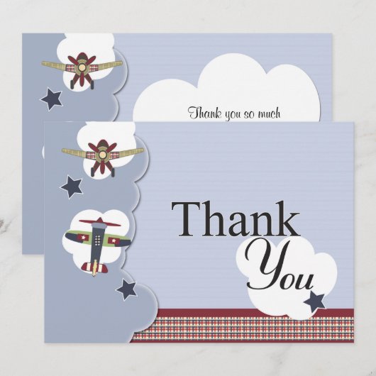 Baby shower vliegtuig - Hartelijk dank Bedankkaart (Voorkant / Achterkant)