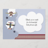 Baby shower vliegtuig - Hartelijk dank Bedankkaart (Achterkant)