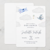 Baby Shower Vliegtuig Uitnodiging (Voorkant / Achterkant)