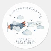  Baby shower vliegtuigjongen Dank u wel Ronde Sticker (Voorkant)