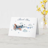 Baby shower  vliegtuigwolken Dank u wel Kaart (Gele Bloem)