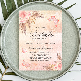 Baby shower vlinder blush pampas gras luxe kaart