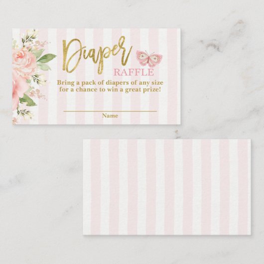 Baby shower vlinder Dapel Raffle Informatiekaartje (Voorkant / Achterkant)
