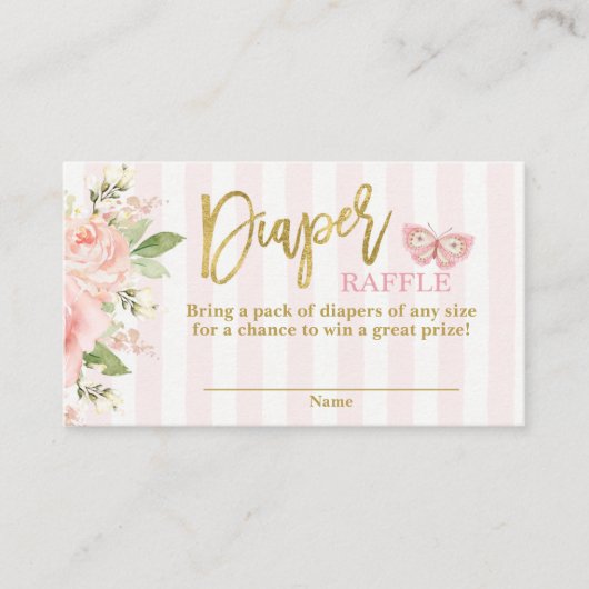 Baby shower vlinder Dapel Raffle Informatiekaartje (Voorkant)